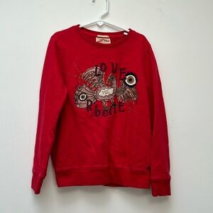 Scotch r’belle red beaded bird cotton sweatshirt size 8 kids